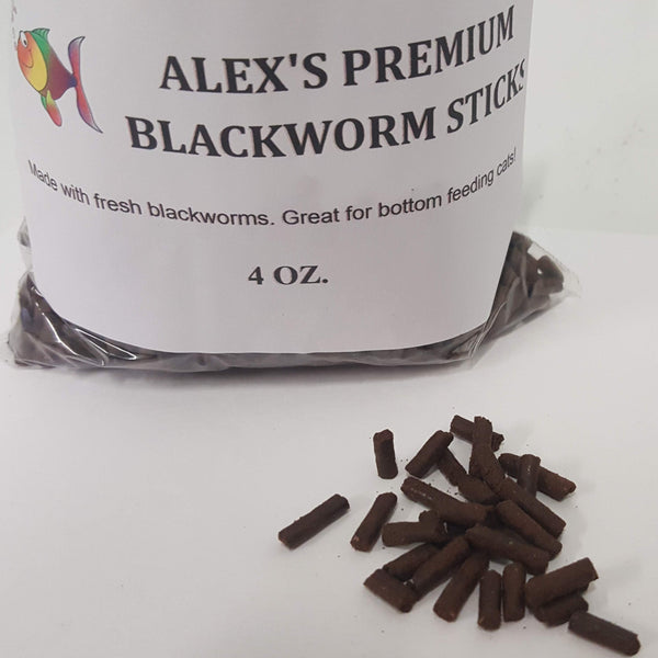 Alex's Premium Blackworm Sticks 4OZ